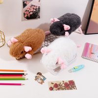 Cute Plush Mouse Pencil Case, Cartoon Animal Large Capacity Pencil Bag for Stationery Students Back to School Gift