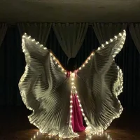 Women Adults Belly Dance Performance LED Costume Props Open Back Silver LED Isis Wings for Belly Dance Stage Wedding Party Show