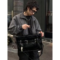 XC Original Retro Single Shoulder Slant Cross Men Women PU Dark Series Tote Bag Street Style Japanese Personality Briefcase C...