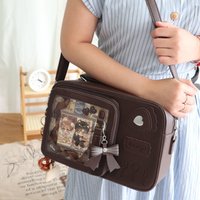 JIAERDI Solid Color Cartoon Patch Tote Bag Women Transparent Leather Large Capacity Shoulder Bag Ladies Everyday Anime Ita Bags