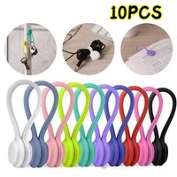 10pcs Reusable Magnetic Cable Ties Cord Organizer Clips Silicone Magnetic Cord Tie For Bundling Stuff Book Marker Fridge Magnets