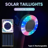 BUCKLOS Rainbow Bike Taillight Solar Type-C Rechargeable Bicycle Rear Lights Colorful LED Cycling Lamp Waterproof Bike Lighting