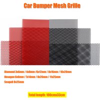 100x33cm Aluminium Racing Car Bumper Grille Grill Mesh Net Vent Black Red Tuning Universal Protector Home Garden