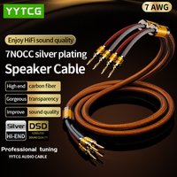7N OCC HiFi Speaker Cable High-end HIFI Silver-plated Speaker Cable Banana to Banana Plug Speaker Cable for Amplifier Speaker