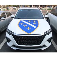 115x160CM Bosnia and Herzegovina 1992-1998 Flag Car Engine Cover Decorative Automobile Engine Hood Wrap for Vehicle Decoration