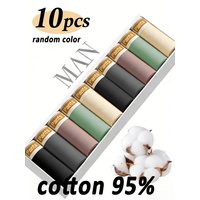 Men's 10pcs 95% Pure Cotton Flat Angle Underwear Quick Drying and Sweat Absorbing Super Value and Comfortable Daily Underwear