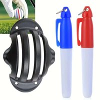 Golf Ball Liner Triple Line with 2 Marker Pen Color Blue Red Putting Position Aids Line Marker