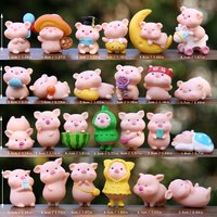 25pcs/Set Cute Pig Figure Toy Mini Figurine Desktop Decoration Model Ornaments Toys Garden Home Desk Decor