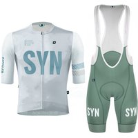 AliExpress BE PERSISTENT PERSON SYN Men's cycling Sets summer breathable short sleeve cycling Jersey and high-quality Bib shorts Grey light white