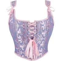 Vintage Women Corset Printed Sleeveless Lace Up Bandage Slim Crop Tops Tank Fashion Sexy Female Bustier Camisole