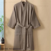 100% Cotton Kimono Bathrobe Gown Spring Autumn New Robe Home Dressing Gown Spring Autumn New Sleepwear Loungewear Negligee