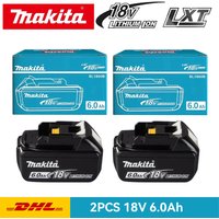 2 Pack Original Makita 18V LXT 6.0Ah Rechargeable Battery for BL1860 BL1850 BL1840 BL1830 BL1860B Cordless Power Tools