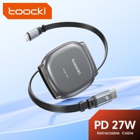 Toocki USB C Retractable Cable For iphone 14 13 12 iPad 27W Mini Size TPE Type-C To Lighting Magnetic Slot Data Cord