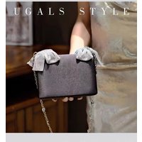 Luxury Satin Square Bag Women's Handbag Glitter Shiny Diamonds Bow Knot Evening Bag Wedding Party Clutch Purse Crossbody Bag