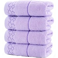 Lilac Cotton Towels Set - 1/4/6pcs 34x74cm/70x140cm Quick-Dry Thickened Bath Towels Embroidered for Adult Hotel Home Bathroom