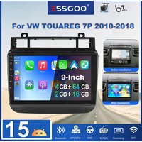 ESSGOO 9" 2 DIN Android 15 Autoradio 2+16G/4+64G Wireless Carplay Bildschirm für VW Touareg 7P 2010-2018 Android Auto GPS NAVI RDS FM WIFI Bluetooth Mirror Link Lenkradsteuerung Touchscreen