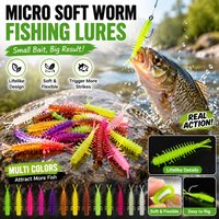 Micro Fishing Soft Worm Lure PVC Triple Tail Spiral Grub Bait Mini Slug Tackle Multicolor Stream Rock Species 20PCS Pack Set Kit