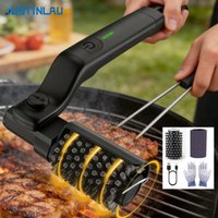 JUSTINLAU Electric Grill Cleaner Brush 360° Rotation Barbecue Clean Brush Cordless Recharge Grill Clean Tools with Splash Guard