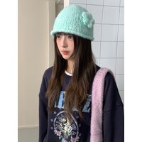 2025 New Flower Knit Cap Sweet Autumn Winter Warm All-Match Student Woolen Hat