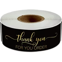 120Pcs Rectangle Thank You For Your Order Sticker for packaging Stationary Stickers Roll Black Pink Transparent Thank you labels