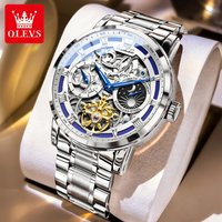 OLEVS 6670 Original Man Watch Hollow Flywheel Moon Phase Automatic Mechanical Watches for Men Waterproof Luminous Men's Watches
