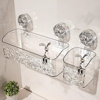 Bathroom Shelf Wall Mounted Non Perforated Suction Cup Storage Basket With Glacier Pattern For Home Storage Products