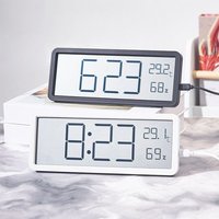 Large Screen LCD Digital Wall Clock Humidity Temperature Digital Wall Clock Date Week Display 12/24H Format Desktop Clock
