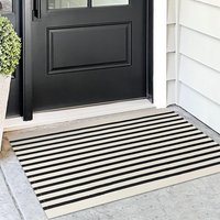 VIKAMA Loop Pile Entry Door Rug Machine-Washable Striped Porch Carpet, Indoor And Outdoor Floor Mat, Home Decoration