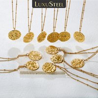LUXUSTEEL 12 Constellation Pendant for Women Men Stainless Steel Zodiac Sign Gemini Leo Libra Cancer Necklace Birthday Jewelry