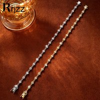 Rrjzz Exquisite 3mm Moissanite Bubble Bracelet for Women D-Color Lab Imitation Diamond 7" Chain Tennis Bracelets Jewelry Gifts