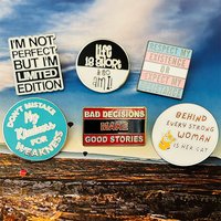 Funny Quote Enamel Pins Sarcastic Lettering Brooches Limited Edition Bad Decisions Lapel Badges Feminist Jewelry Gift Friends