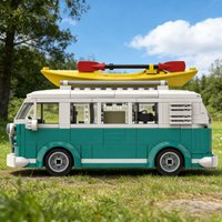 Spot MOC Technical Car T1 Turquoise Camper Van Model Creative MOC-98772 Building Blocks Toys Modular Assemble Birthday Gift