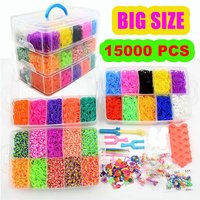 15000 Rainbow Luminous Rubber Bands Set for Children's Puzzle DIY Hand Woven Rubber Band Luminous Bracelet Loom