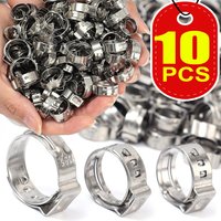 Stainless Steel Single Ear Hose Clamps Stepless Cinch Rings for Car Fuel Line Water Pipe Industrial Fastening Tool 5.8-18.5mm