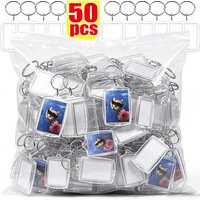 5-50PCS Transparent DIY Acrylic Photo Frame Keychain Photo Insert Keyrings Blank Rectangle for Double-Sided Photos DIY Supplies