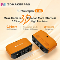 3DMakerpro 3D Scanner Fox,Medium-Format 3D Scanners for Printing,NIR Light Source, Up to 0.05mm Accuracy, Mono Texture Scanning