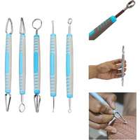 5pcs Pottery Texture Tool Carving Knife Handmade DIY Plastic Handle Double Head Ring Carving Knife Clay Fine Carving Tool