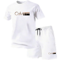 2026 Summer Men's Streetwear 2 Piece Set O-Neck T-Shirt+Sports Shorts Quick Dry Fitness Gym Running Suit Hot Sale Fashion Casual