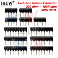 10pcs 5PIN 9PIN exclusion Network Resistor array DIP 100 220 330 470 510 680 1K 1.2K 1.5K 2K 2.2K 3.3K 4.7K 10K 100K ohm