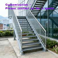 custom.Galvanized Steel Straight Staircase with Durable Design Metal Railing and Features