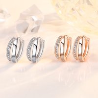 Charming 925 Sterling Silver/Rose Gold Cross Zirconia Earrings - Stylish Women's Wedding Party Jewelry