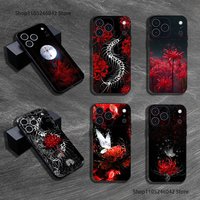 Ghoul Red Spider Lily Tokyo Wear-resistant Phone Case For iPhone 17,16,15,14,13,12,11,Pro,XS,Max,XR,Plus,E,SE4 Black Soft Cover
