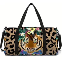 Leopard Tiger Large Capacity Luggage Bag for Boy and Girls Best Gifts 2D Cartoon Travel Duffels Outdoor Fitness Bag for Children