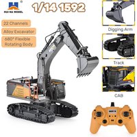 HUINA 1592 RC Excavator 1:14 Scale 22 Channels 2.4G Semi-Alloy Remote Control Engineering Crawler Tractor Children's Gift