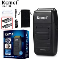 Kemei KM-1102 Wiederaufladbarer Elektrorasierer für Männer, kabelloser schwimmender Bartrasierer, Maschine mit zwei Klingen, Gesichtspflege, starker Trimmer