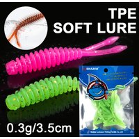 20pcs/bag Mini Worm Lure TPE Silicone Soft Lure 35mm 0.3g Floating Bait Sea Fishing Rockfishing Swimbait Wobblers Fishing Lure