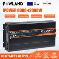 POWLAND 5KW 8KW 12KW Hochleistungs-50Hz/60Hz EU-Steckdose Auto-Wechselrichter Reine Sinuswelle DC 12V zu AC 220V 230V LED Fahrzeug-Wechselrichter