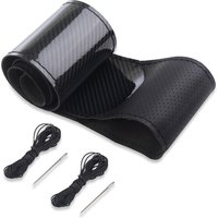 Carbon Fiber Car Steering Wheel Cover Sew DIY Hand Stitch PU Leather Protector Braiding Cover For Steering Wheel 38 cm