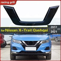 Car styling Fit For Nissan Qashqai J11 19-20 carbon fiber texture/Gloss black Front Grill Trim Cover