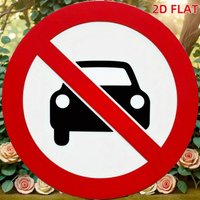 2D Flat Metal No Parking Sign Red Circle Prohibition 7.8x7.8 Inch Aluminum Garage Wall Decor